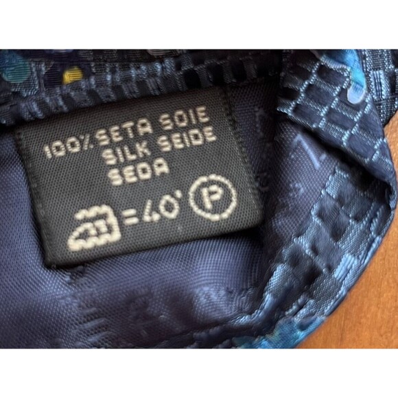 Ermenegildo Zegna 100% Silk Necktie Blue Yellow Floral Designer Made in Italy - Picture 6 of 8